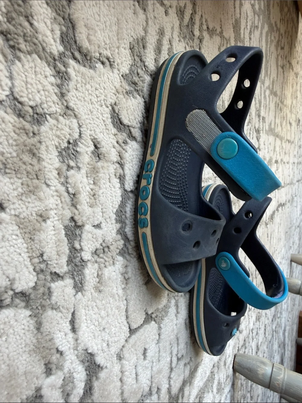 Crocs Kids Navy and Teal Adjustable Strap Sandals